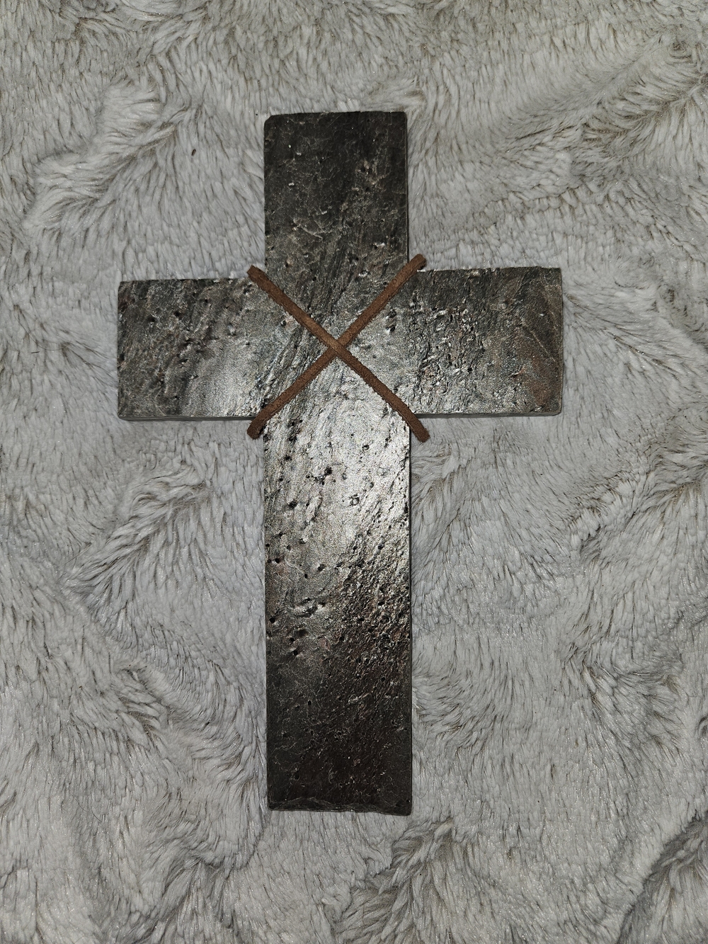 Rustic Stone Wall Cross in Dark Bronze